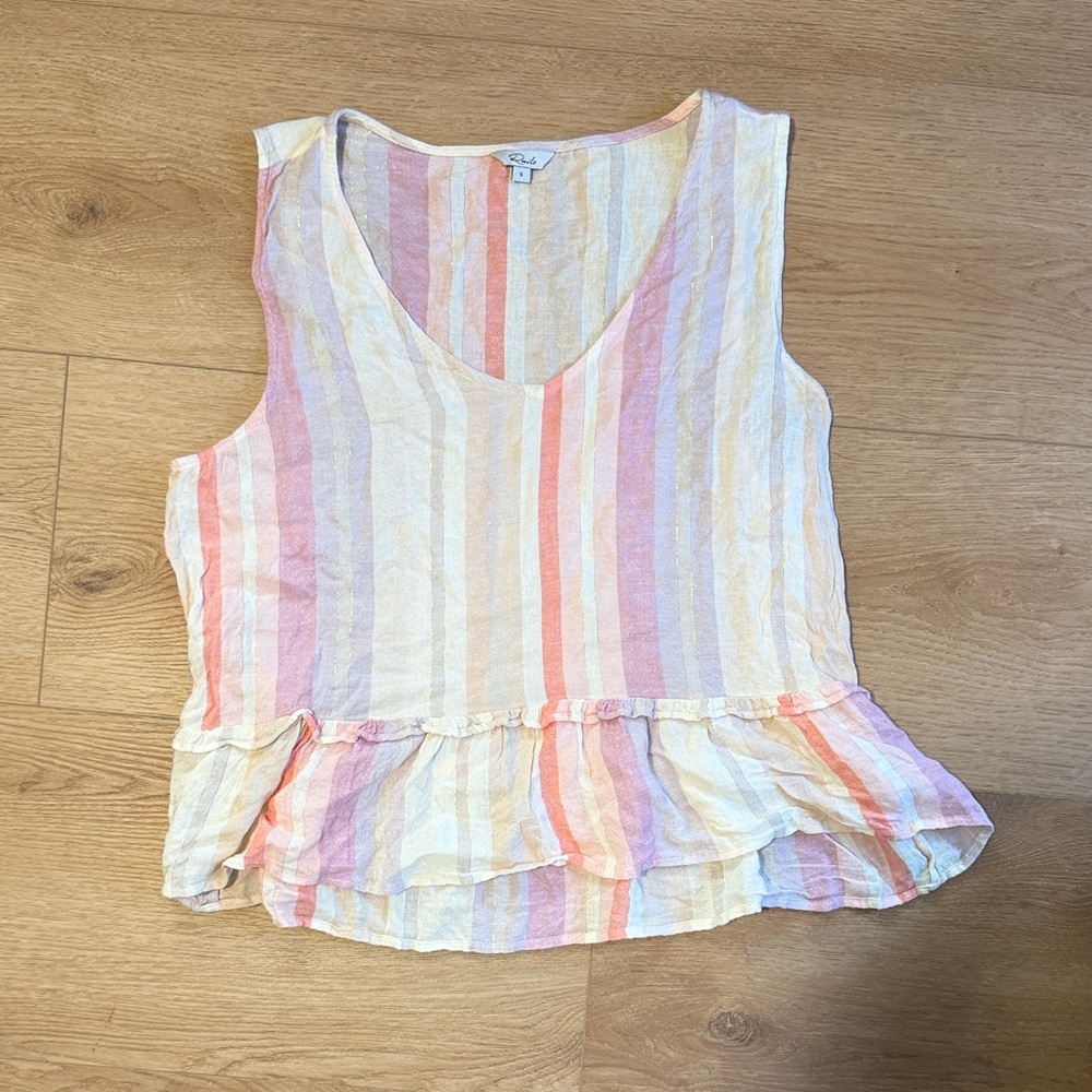 Rails Striped Sleeveless Peplum Top